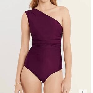 J Crew NWT Ruched one-shoulder one-piece swimsuit